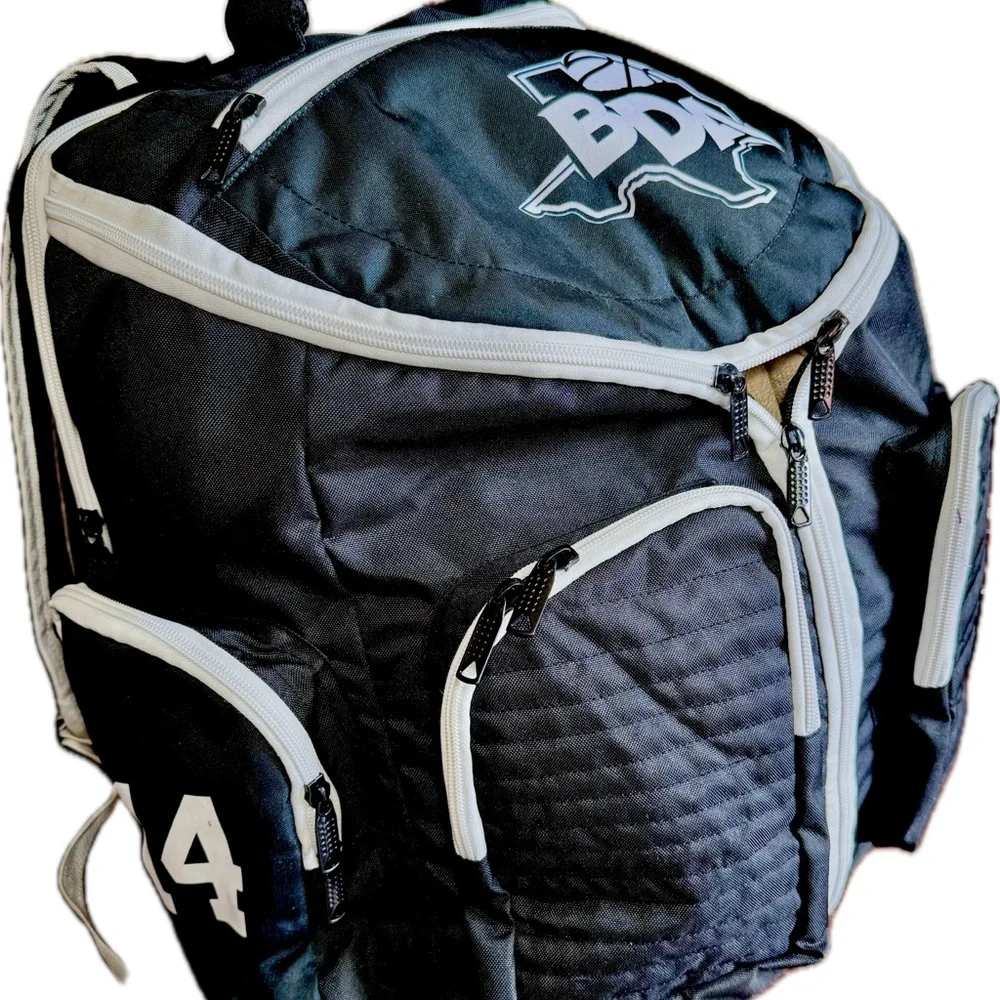 Black and White Athletic Backpack with Durable Design Versatile Capable Rucksack